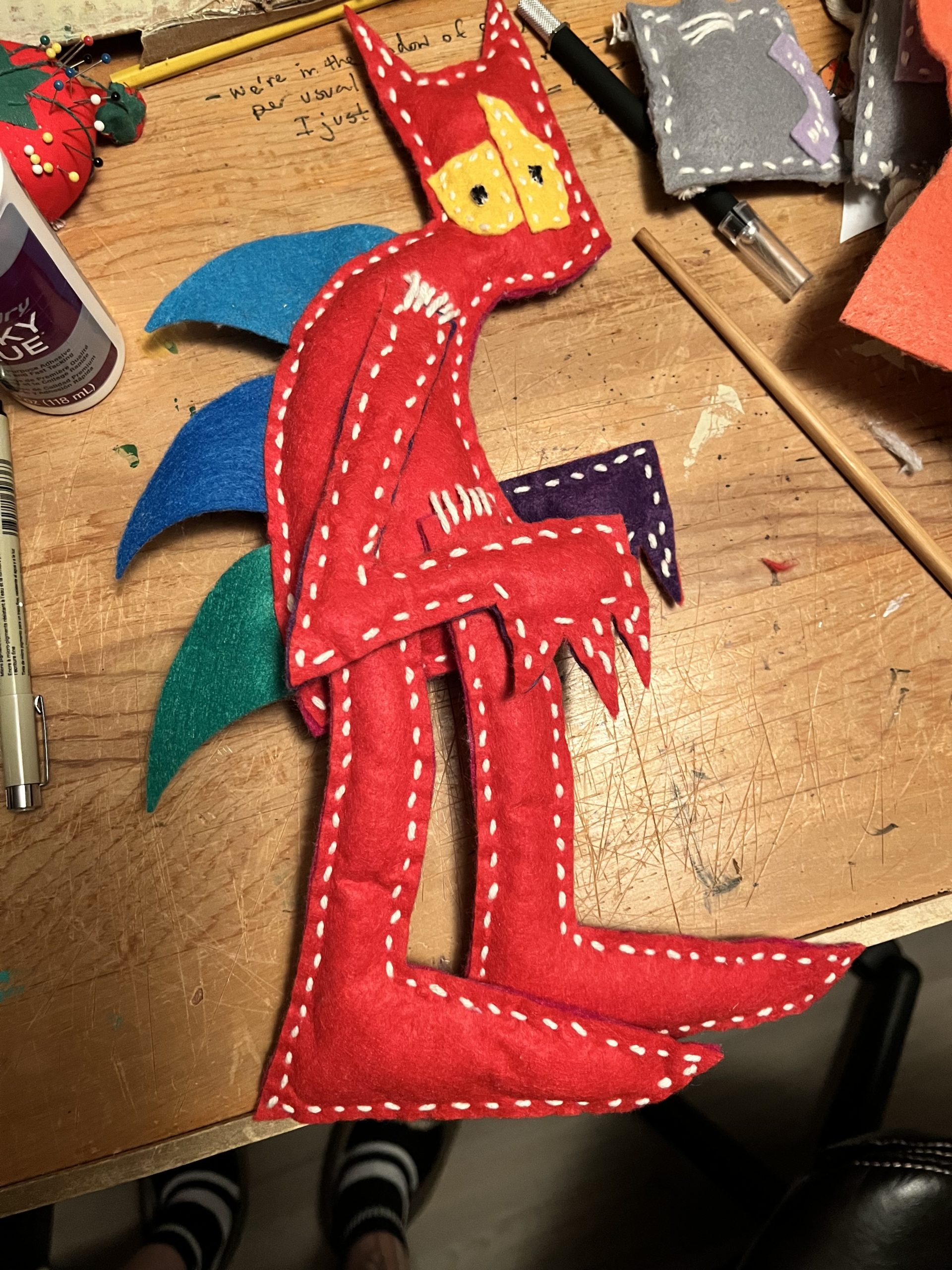 hand made stuffed demon toy